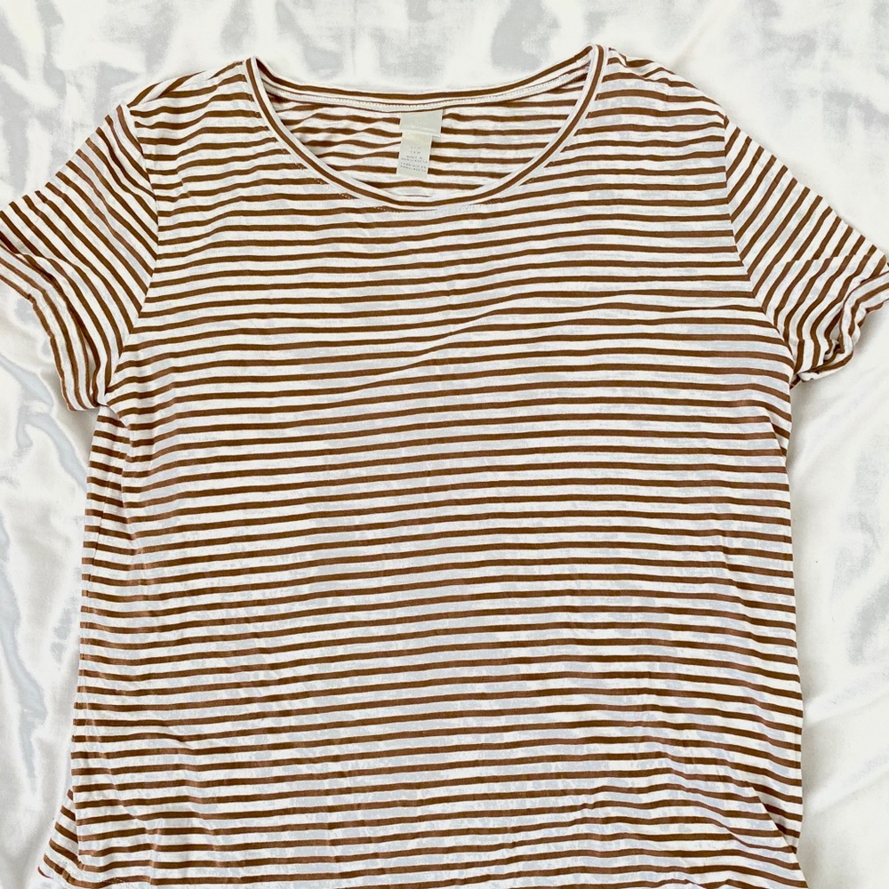 Light brown and White Striped Tee